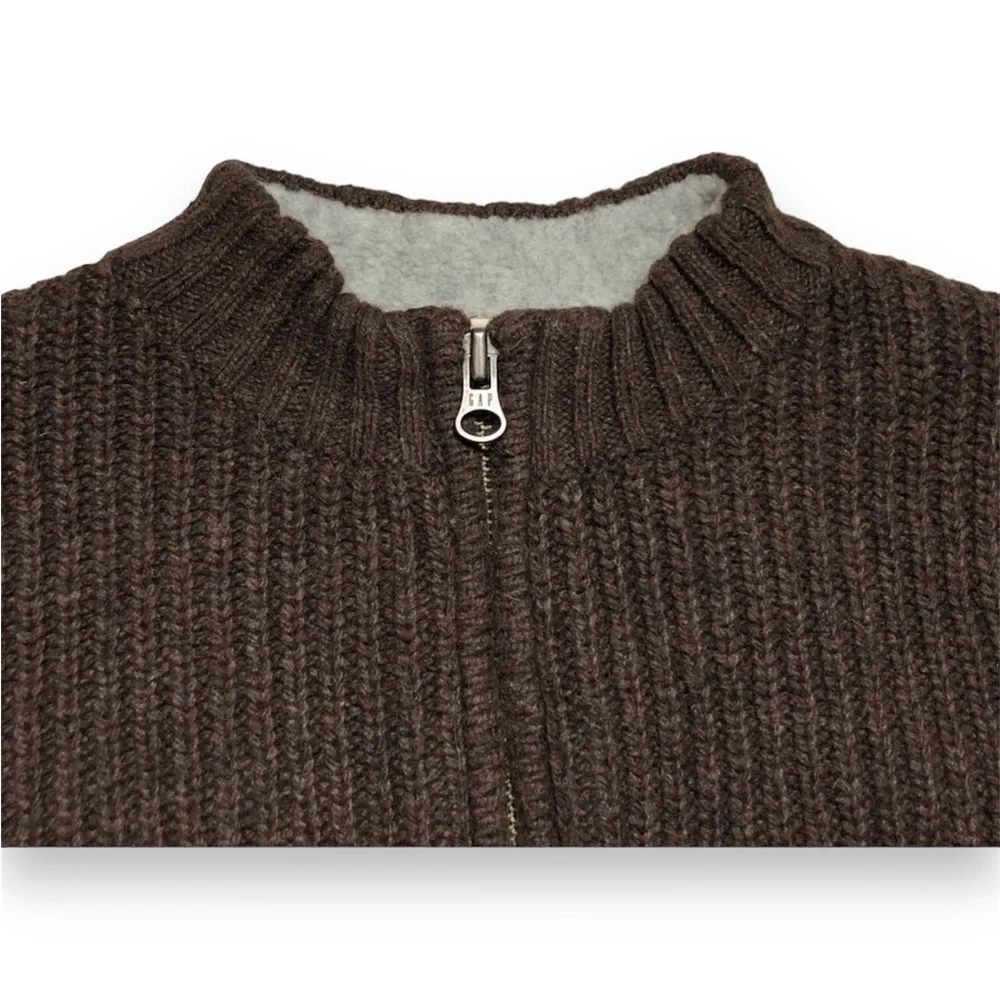 Baby Gap ADMI(RED) 2T Brown Sherpa Lined Zip Up Sweater‎ Cardigan Boys
